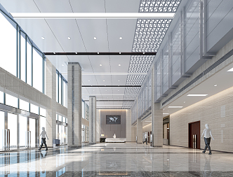 Modern Hall Fashion Office Building Entrance Lobby 3d model