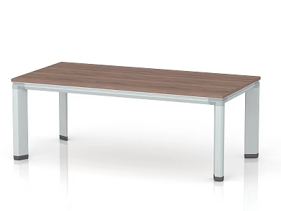 Modern Office Desk With Wooden Top And Silver Metal Legs 3d model