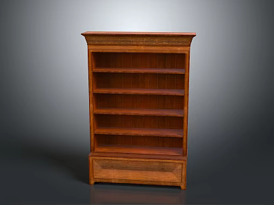 Classic Wooden Bookcase With Multiple Shelves And Bottom Storage Drawer For Home Library Decor 3d model