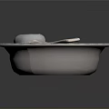 Exquisite Metal Sculpture Carving of Silver Bowl with Spoon and Textured Interior