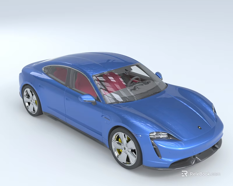 Modern Blue Sports Car With Sleek Body Red Interior Alloy Wheels And Aerodynamic Design 3d model 