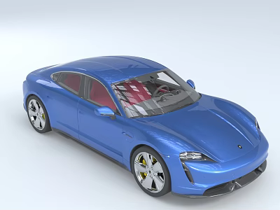 Modern Blue Sports Car With Sleek Body Red Interior Alloy Wheels And Aerodynamic Design 3d model