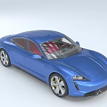 Modern Blue Sports Car With Sleek Body Red Interior Alloy Wheels And Aerodynamic Design