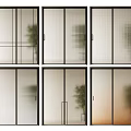 Modern Sliding Doors With Various Glass Patterns And Black Frames For Interior Design 3d model