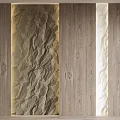 Textured Background Wall Design With Natural Wooden And Stone Materials For Interior