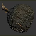 Artistic Stone Sphere Sculpture With Wooden Branch Handle And Textured Surface