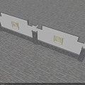 Building Exterior Wall Featuring White Surface Gray Brick Base and Decorative Carved Panels