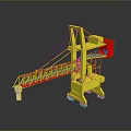 Yellow Functional Tower Crane Vehicle With Boom Structure And Red Industrial Component 3d model