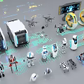 Futuristic Aerospace Technology Showcasing Robots Drones And Space Exploration Vehicles