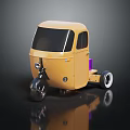 Yellow Enclosed Tricycle With Modern Design And Three Wheels 3d model