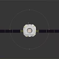 Modern Space Satellite With Purple Solar Panels And Circular Antenna Structure