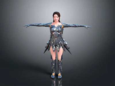 Female Warrior Character With Creature Inspired Mechanical Armor Design 3d model