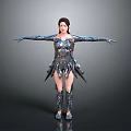 Female Warrior Character With Creature Inspired Mechanical Armor Design 3d model