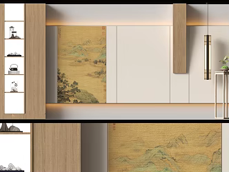 New Chinese-style background wall 3d model