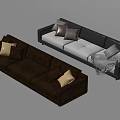 Modern Sectional Sofas Featuring Brown Gray Upholstery Throw Pillows and Cozy Blanket 3d model