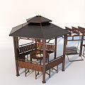 gazebo awning swing outdoor furniture chinese style outdoor rest pavilion sunshade pavilion aluminum alloy new sun room 3d model