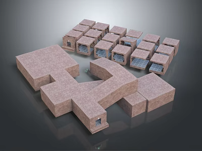 modern cartoon building arch channel alley 3d model modern cartoon building arch channel alley 3d model