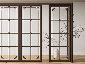 New Chinese sliding door sliding door 3d model