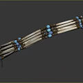 Handcrafted Bone Strips Necklace With Turquoise And Brown Beads Circular Design