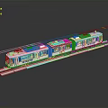 Modern Blue And White Train Model On Tracks With Reflective Surface 3d model