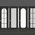 Dark Hinged Doors with Various Glass Patterns and Modern Design Styles 3d model