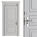 Modern White Interior Swing Door With Simple Design Frame Handle And Lock 3d model