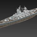 Detailed Modern Warship Model With Large Deck Main Turrets And Radar Systems