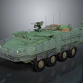 Green Military Armored Vehicle With Multi Wheel Design Top Weapon And Antenna