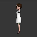 Female Game and Movie Character in White Doctor Coat with Arms Outstretched