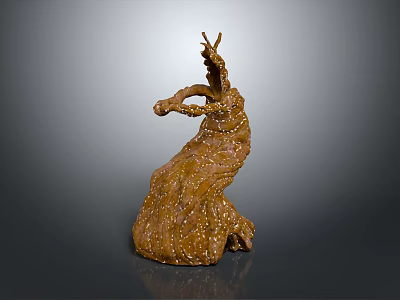 Artistic Handcrafted Wooden Stone Sculpture With Intricate Design And Natural Texture 3d model