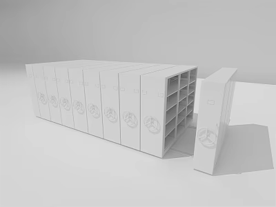 Modern White Bookcase Interior Design With Open Shelves And Storage 3d model