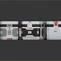 Four White Storage Containers With Red Black Accents And Sleek Design