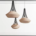 Minimalist Modern Three Woven Pendant Lights With Natural Cone Shaped Shades Design