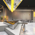 Modern Milk Tea Shop Interior With Geometric Decor And Lighting