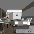 Modern Hotel Guest Room Interior With King Bed Sofa TV And Coffee Table