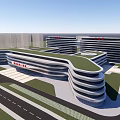 Modern Architectural Complex With Green Roof And Curved Design Features