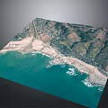 Aerial View Of Coastal Landscape With Sandy Beach Turquoise Sea And Mountainous Terrain