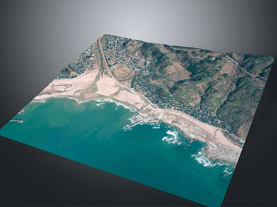 Aerial View Of Coastal Landscape With Sandy Beach Turquoise Sea And Mountainous Terrain 3d model