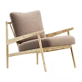 Modern Light Brown Leisure Chair With Wooden Frame Soft Upholstery And Armrests