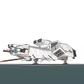 Sci Fi Flying Vehicle Hovering Over Water With Futuristic Metallic Structure And Blue Sky