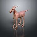Pink Fantasy Game Movie Character With Long Neck Tail And Standing Pose