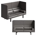 Modern Gray Leather Two Seater Sofa With Backrest And Armrests Design 3d model