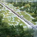 Aerial Planning of Community Area with Green Spaces Building Layout and Road Network