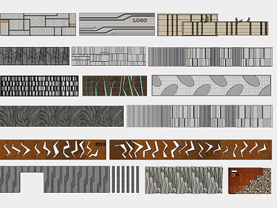 Modern Feature Wall Design With Various Patterns Textures And Decorative Elements 3d model