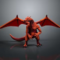 Detailed Red Dragon Character With Muscular Body Large Wings Sharp Claws And Standing Pose