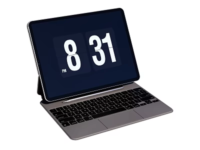 Digital Tablet With Detachable Keyboard Displaying Numbers 831 On Screen 3d model