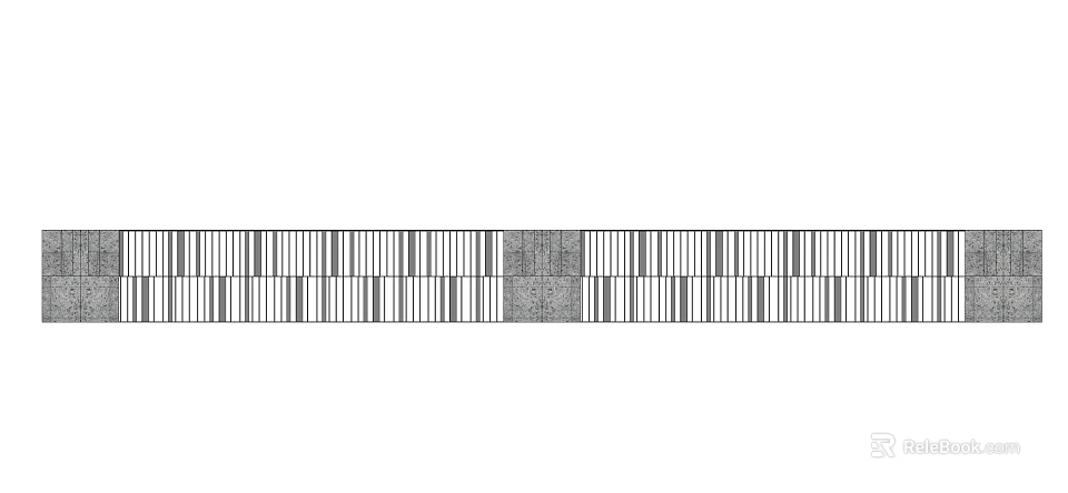 Modern Striped Feature Wall Design With Central Textured Square Panel 3d model 