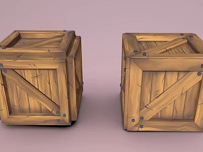 Square Wooden Storage Boxes With Natural Texture And Metal Rivets For Household Use 3d model