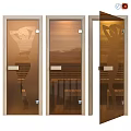Elegant Modern Side Hinged Glass Doors With Wooden Frame And Silhouette Design