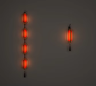 New Chinese Lamps Combination Lantern Chandelier 3d model